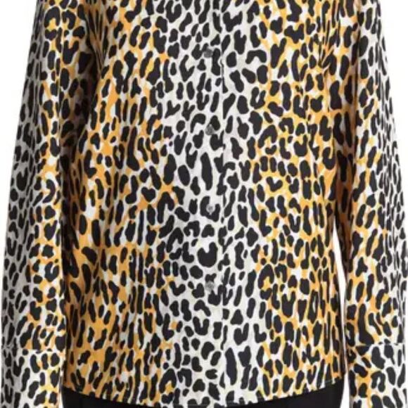 ST. JOHN COLLECTION Satin Back Leopard Print Shirt - Picture 2 of 3